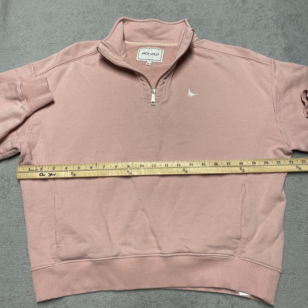 Jack Wills Pullover Sweatshirt Womens 6 Pink 1/4 Zip Logo Preppy Casual - Picture 7 of 7